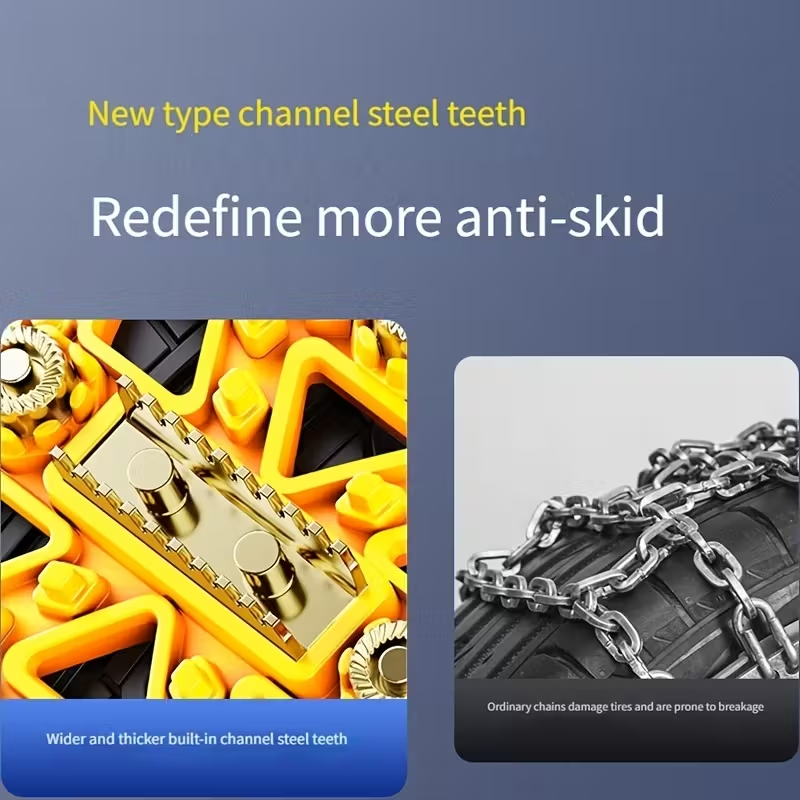 Universal 8PCS TPU Snow Chain Set – Anti-Slip Winter Tire Traction for Cars, 165–245mm Fit, Includes Storage Box & Gloves