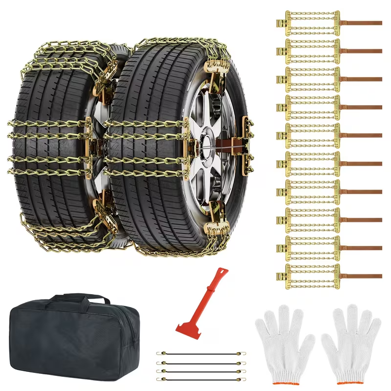 8-Pack Heavy-Duty Snow Chains for Cars, SUVs & Trucks – Quick Install, Enhanced Grip, Fits Tires 215–285 mm