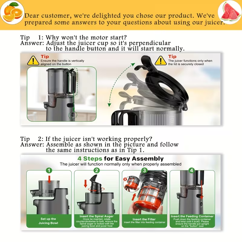350W Cold Press Masticating Juicer with Wide Feed Chute – Slow Juicer for Whole Fruits & Vegetables, High Juice Yield, Low Oxidation, Easy-to-Clean Design, Ideal Kitchen Essential & Gift