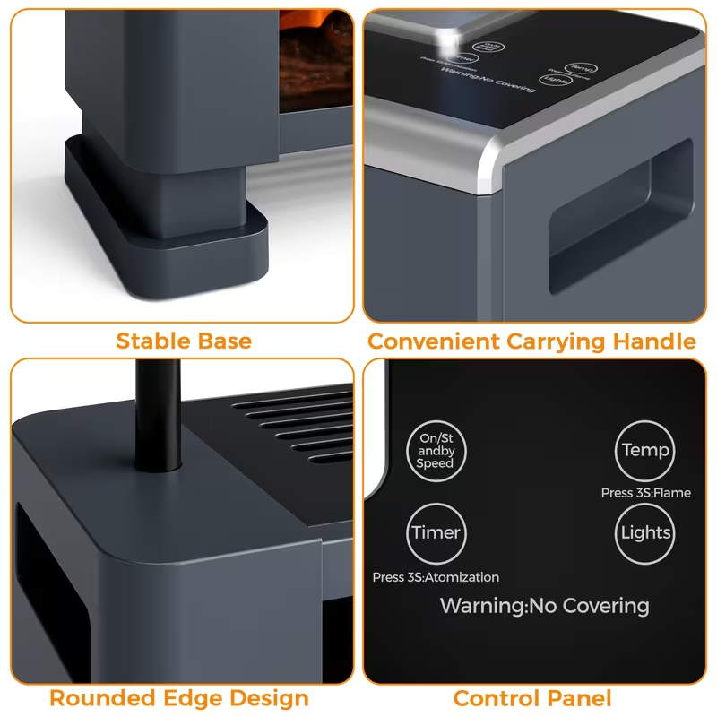 1800W Electric Baseboard Heater with Remote Control – 3D Flame Effect, Adjustable Thermostat, 12H Timer, Overheat & Tip-Over Protection, Portable Indoor Space Heater for Large Rooms