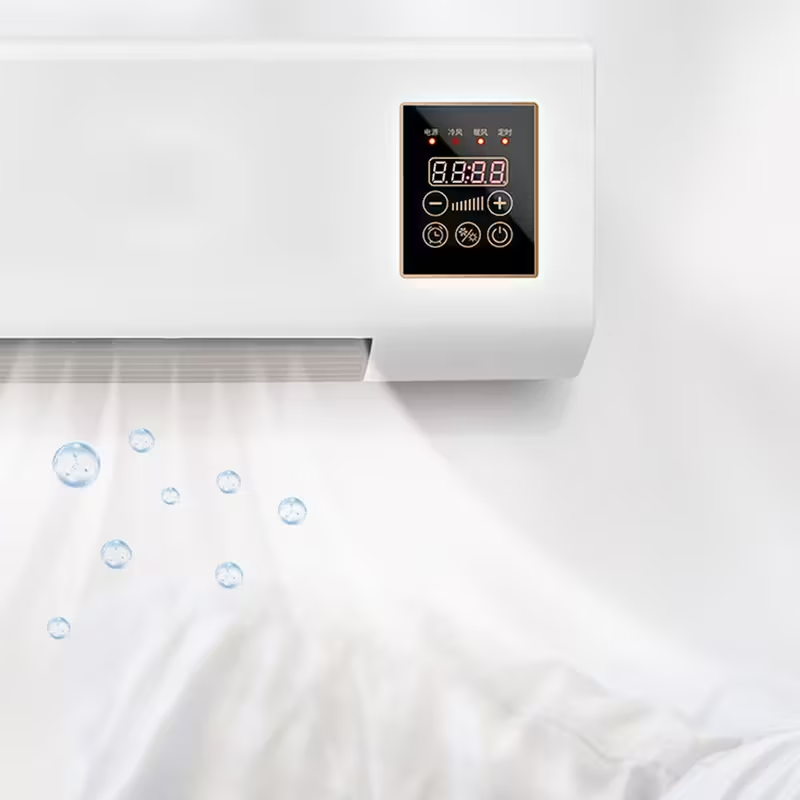 Wall-Mounted Electric Heater for Bedroom, Living Room & Bathroom – Space-Saving Quiet Heater with Natural Breeze & Warm Air Modes, 120V Plug-In Design, Remote Control, Ideal for Autumn & Winter