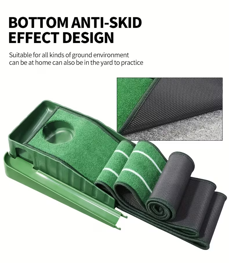 8ft Golf Putting Mat with Precision Alignment Guides – Portable Indoor/Office Putting Green, Durable ABS Base, Compact & Foldable Design, Perfect for Men’s Golf Training, Home & Office Entertainment