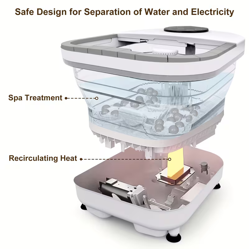 Foldable Heated Foot Spa Massager with 20 Massage Rollers, Bubble Therapy, Temperature & Timer Remote Control – Space-Saving Foot Bath for Relaxation, Pain Relief & Holiday Gifting – Black, 120V Plug-In