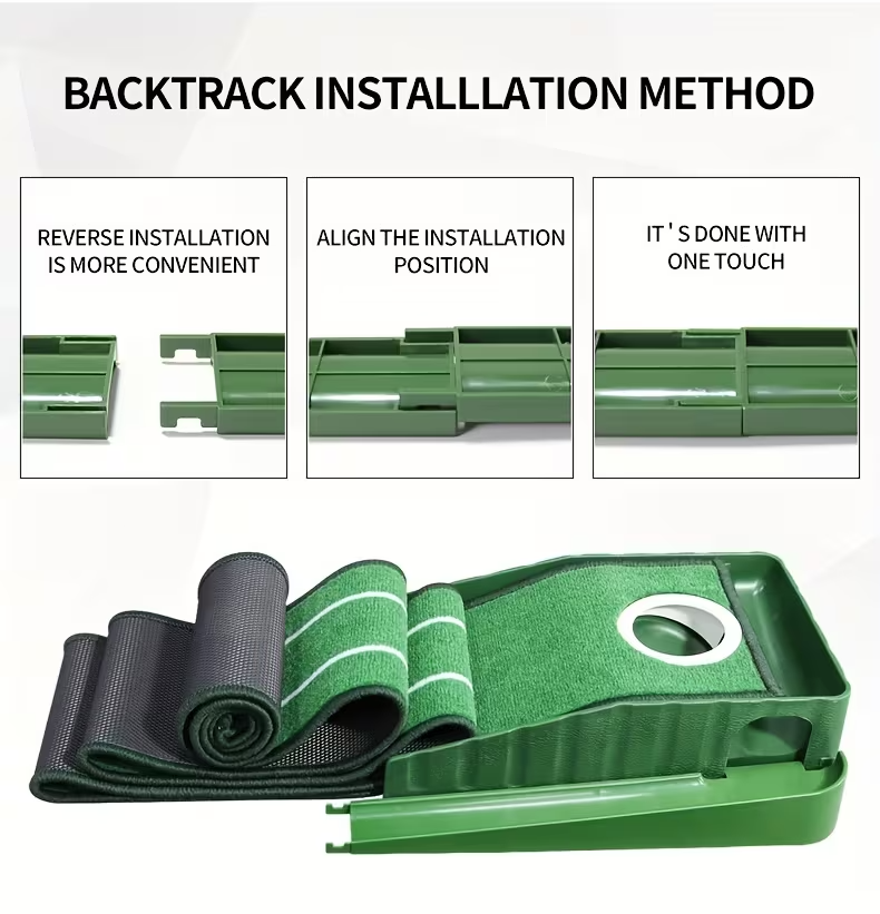 8ft Golf Putting Mat with Precision Alignment Guides – Portable Indoor/Office Putting Green, Durable ABS Base, Compact & Foldable Design, Perfect for Men’s Golf Training, Home & Office Entertainment