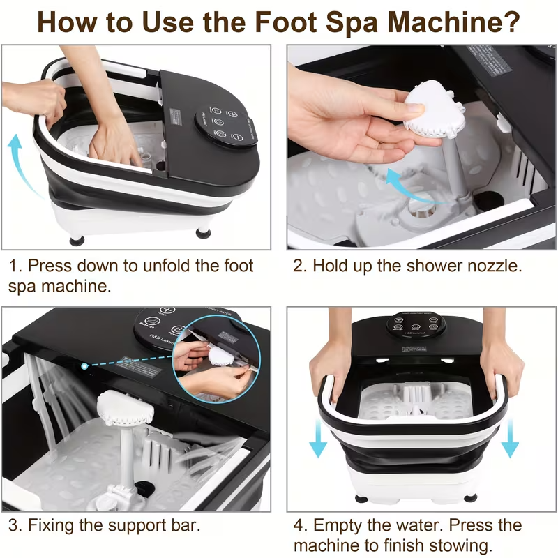 Foldable Heated Foot Spa Massager with 20 Massage Rollers, Bubble Therapy, Temperature & Timer Remote Control – Space-Saving Foot Bath for Relaxation, Pain Relief & Holiday Gifting – Black, 120V Plug-In