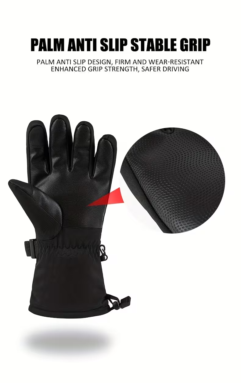 Lithium Battery Heated Gloves with Temperature Display | Full-Finger Touch Screen | Dual Power (Battery/USB) | Winter Cycling & Outdoor Thermal Gloves for Men