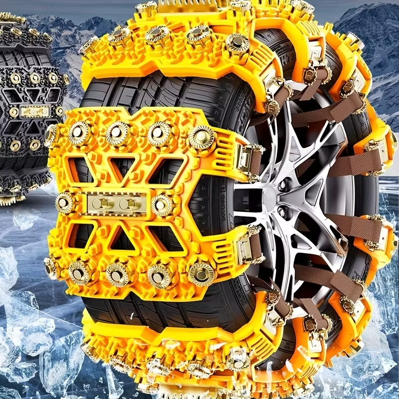 Universal 8PCS TPU Snow Chain Set – Anti-Slip Winter Tire Traction for Cars, 165–245mm Fit, Includes Storage Box & Gloves