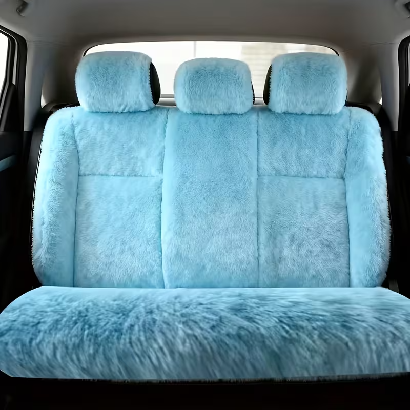 11-Piece Universal Plush Car Seat Covers Set – Soft Winter Car Decoration Kit with Steering Wheel Cover, Mirror Accessories, Handbrake Covers, and Sponge-Filled Knit Fabric