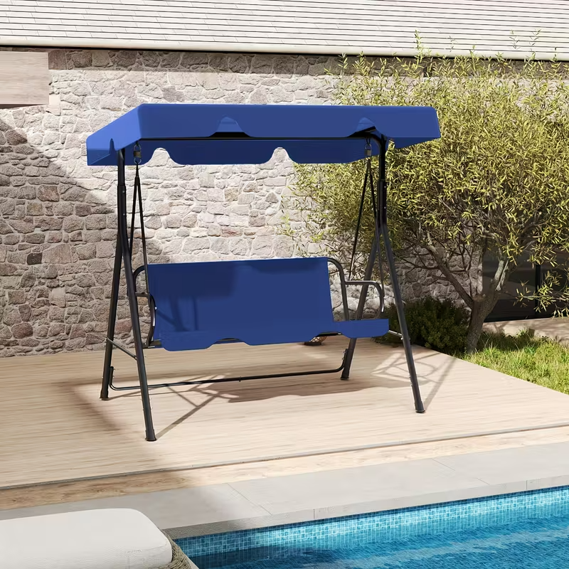 Outdoor Patio Swing Glider with Adjustable Canopy and Heavy-Duty Stand – Weather-Resistant, Rust-Proof Construction for Porch, Garden, and Lawn – Comfortable Adult Seating