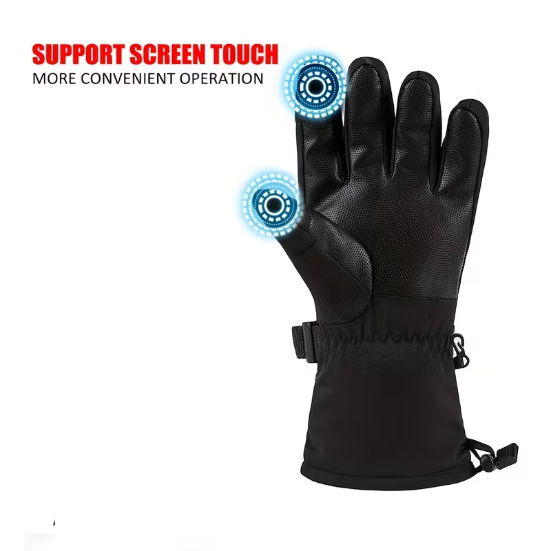 Lithium Battery Heated Gloves with Temperature Display | Full-Finger Touch Screen | Dual Power (Battery/USB) | Winter Cycling & Outdoor Thermal Gloves for Men