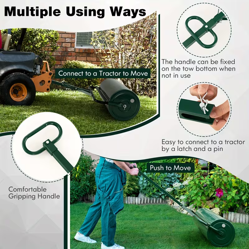 Lifezeal Lawn Roller, Push or Tow-Behind Sod Drum Roller for Tractors, Ideal for Garden, Yard, Park, and Farm Landscaping