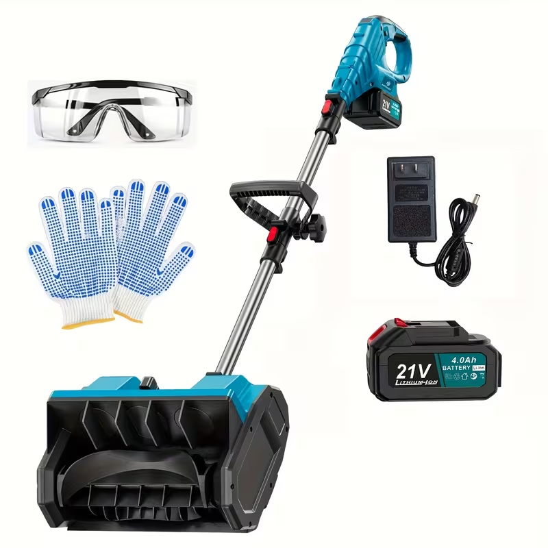 21V Cordless Snow Shovel Set with Brushless Motor, 13-Inch Electric Snow Blower, Includes Two 21V Li-Ion Batteries, Adjustable Handle and Safety Switch, Ideal for Driveways, Patios, and Sidewalks