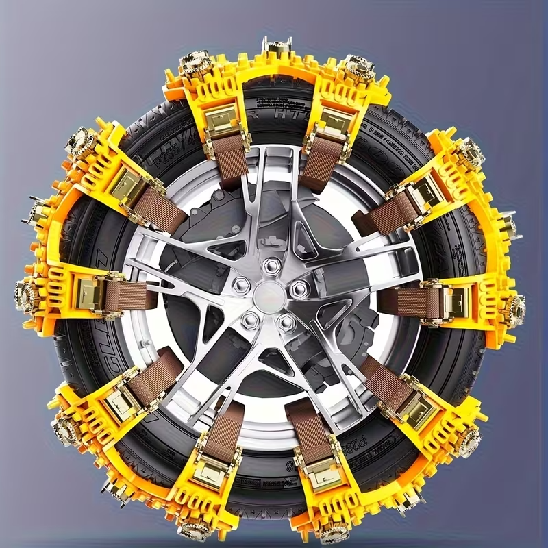 Universal 8PCS TPU Snow Chain Set – Anti-Slip Winter Tire Traction for Cars, 165–245mm Fit, Includes Storage Box & Gloves