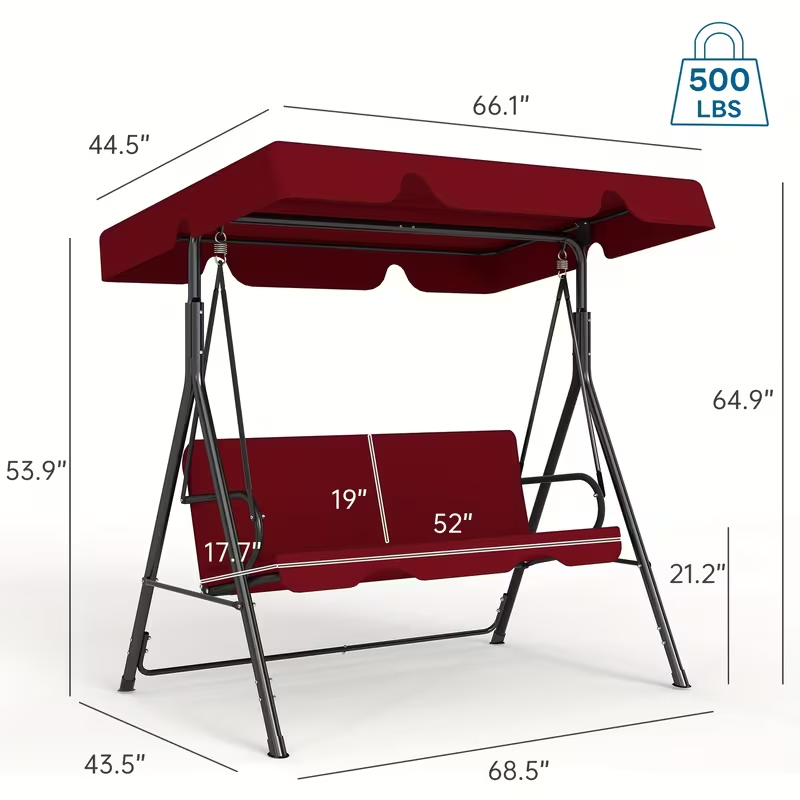 Outdoor Patio Swing Glider with Adjustable Canopy and Heavy-Duty Stand – Weather-Resistant, Rust-Proof Construction for Porch, Garden, and Lawn – Comfortable Adult Seating