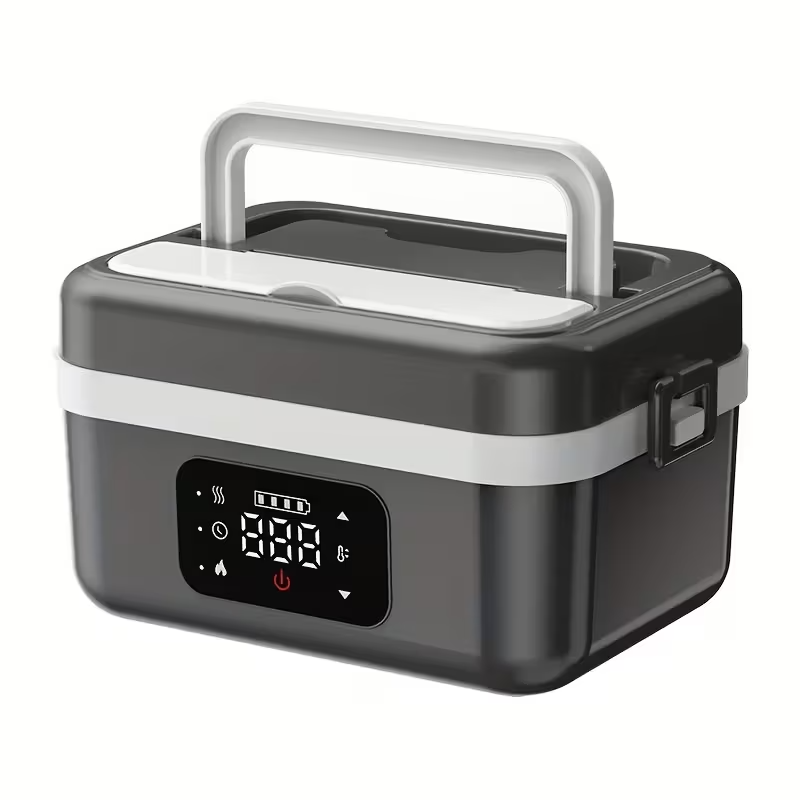 Cordless Electric Lunch Box for Adults – 8000mAh Battery Powered, 60W Self-Heating Food Warmer with Timer, 1L Portable Lunch Heater for Office, Car & Worksite