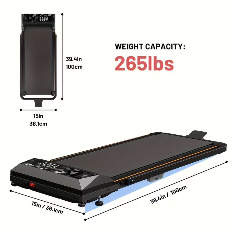 2-in-1 Under Desk Treadmill, 2.5HP Folding Walking Pad for Home & Office, Compact Portable Design, 110V Plug-Powered, No Battery Required – Black