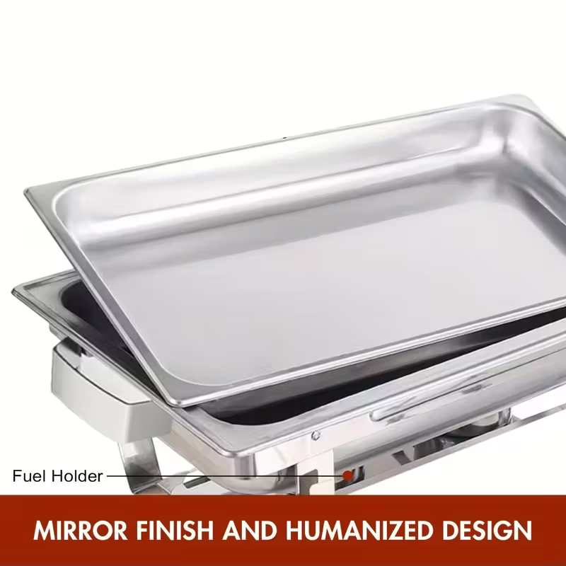 2-Pack 9QT Stainless Steel Chafing Dish Buffet Set – Foldable Frame, Water Tray, Food Pan, Fuel Holder & Lid – Food Warmers for Parties, Banquets, Buffets, Catering & Weddings