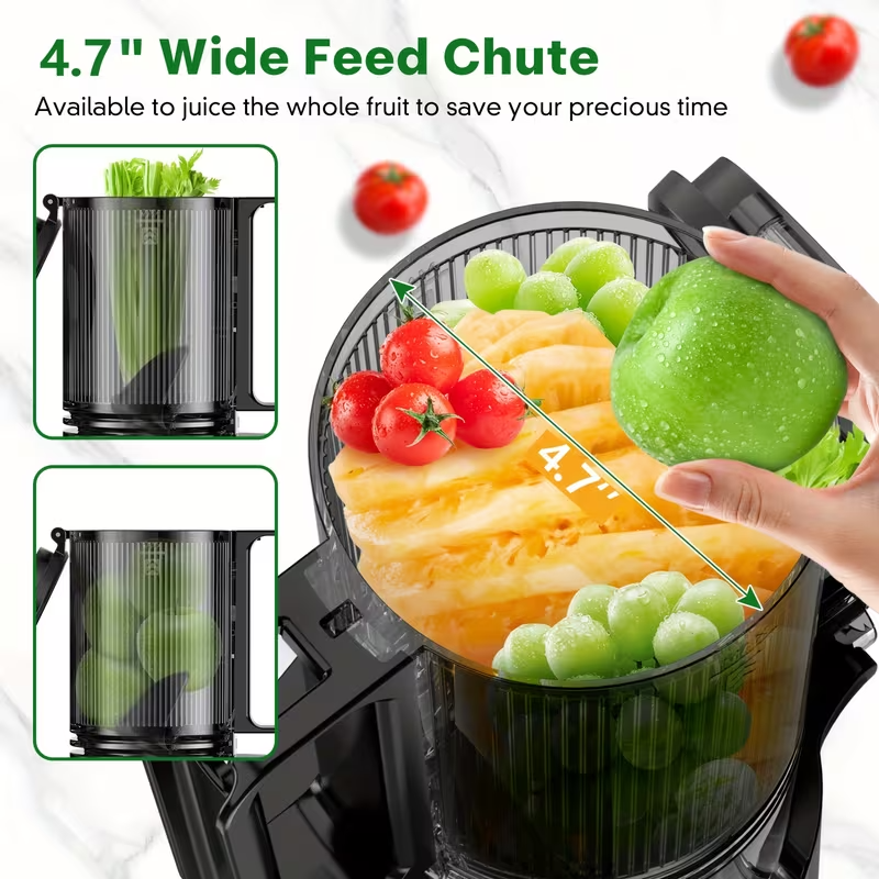 350W Cold Press Masticating Juicer with Wide Feed Chute – Slow Juicer for Whole Fruits & Vegetables, High Juice Yield, Low Oxidation, Easy-to-Clean Design, Ideal Kitchen Essential & Gift