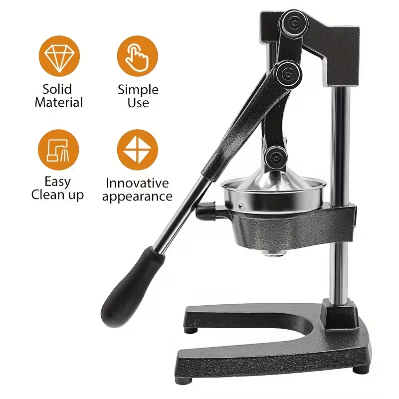 Heavy-Duty Manual Citrus Juicer – Cast Iron Orange & Lemon Squeezer | Commercial Hand Press Extractor for Oranges, Lemons, Limes & Pomegranates | Easy-Clean Stainless Strainer