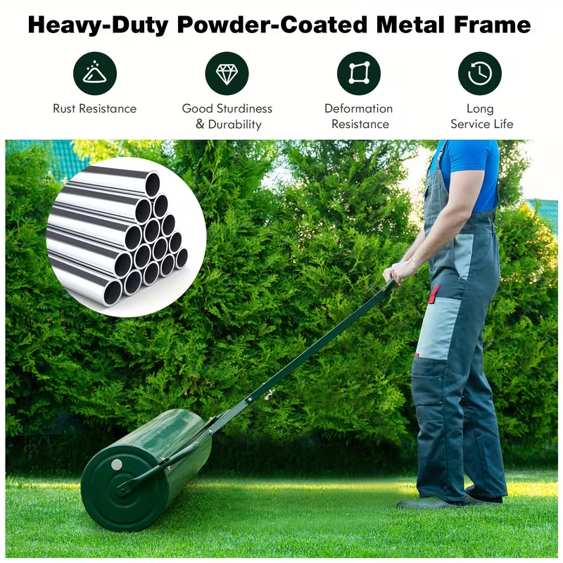 Lifezeal Lawn Roller, Push or Tow-Behind Sod Drum Roller for Tractors, Ideal for Garden, Yard, Park, and Farm Landscaping