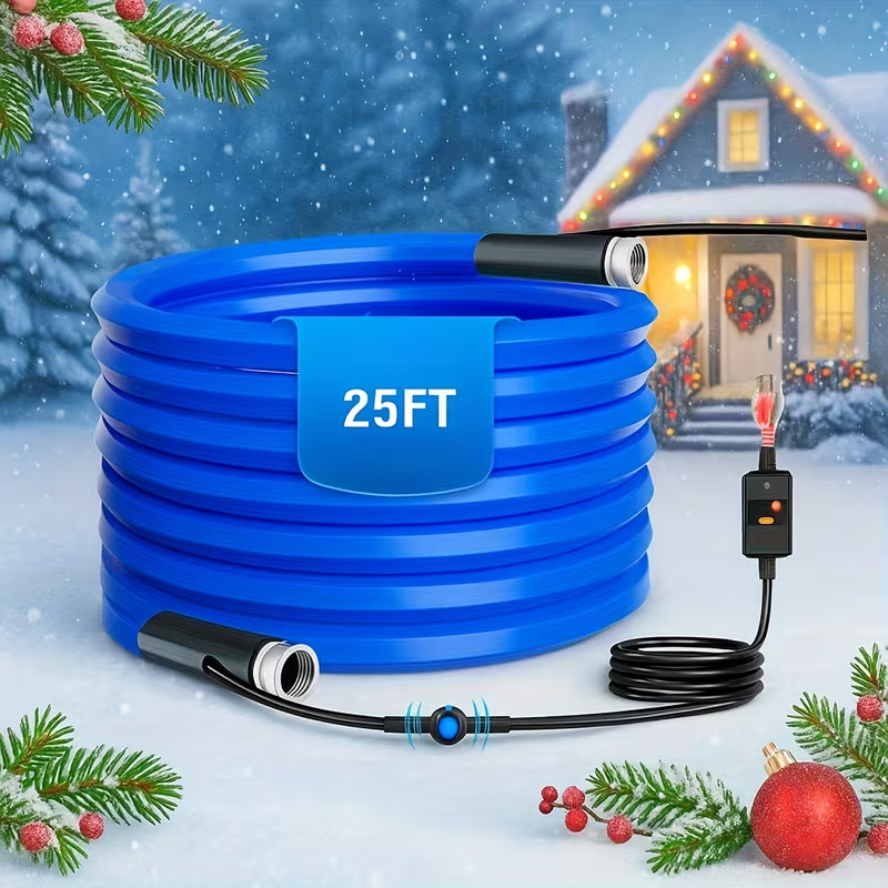 5ft–100ft Heated Water Hose for RV, 5/8" ID, -45°F Freeze-Proof Drinking Water Hose with Energy-Saving Thermostat Heating System, PVC Construction, Ideal for Winter RVs, Campers, Trailers, and Outdoor Use
