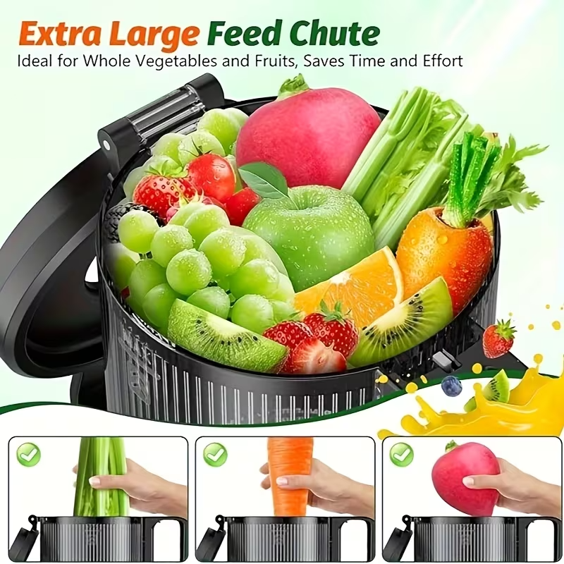 350W Cold Press Masticating Juicer with Wide Feed Chute – Slow Juicer for Whole Fruits & Vegetables, High Juice Yield, Low Oxidation, Easy-to-Clean Design, Ideal Kitchen Essential & Gift