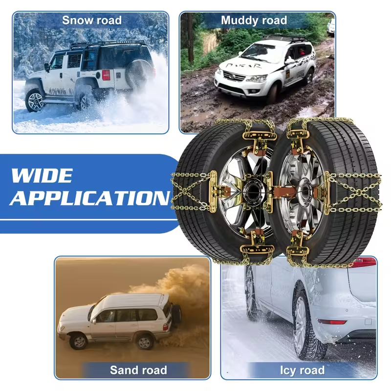 8-Pack Heavy-Duty Snow Chains for Cars, SUVs & Trucks – Quick Install, Enhanced Grip, Fits Tires 215–285 mm