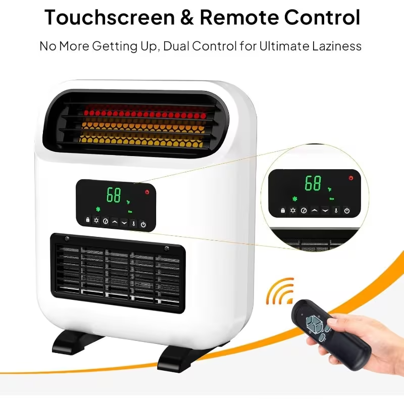 Mini Electric Space Heater, Wall-Mounted or Freestanding, 1500W Indoor Heater with Adjustable Thermostat, Timer, and 3 Heating Modes for Home, Bedroom, Office, and Garage