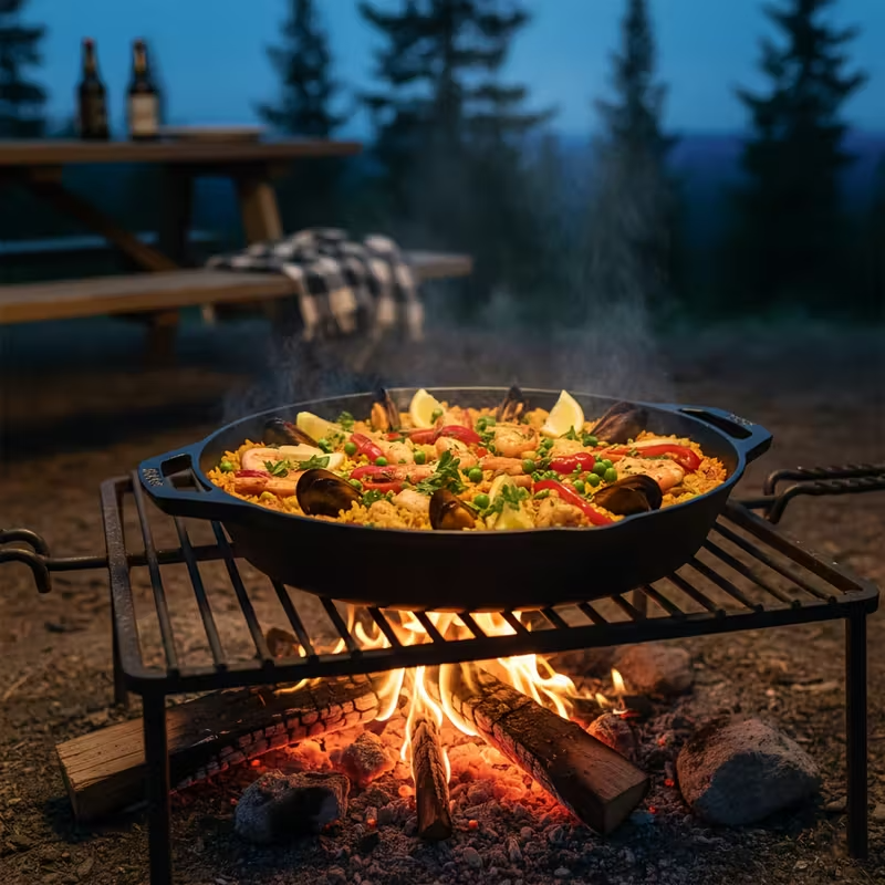 6"/8"/10" Cast Iron Frying Pans with Dutch Oven and Two Grills – Durable Non-Stick Cookware Set for Home Kitchen, Camping, Stove, Induction, and Open Fire