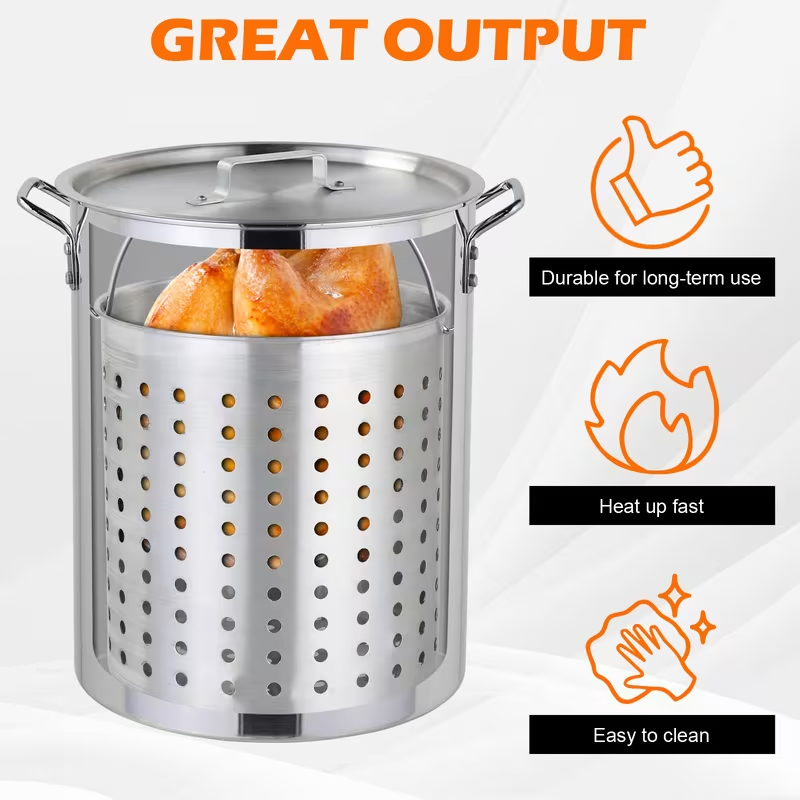 30QT Stainless Steel Turkey Fryer with 55,000 BTU Propane Burner, Deep Fry Basket, Thermometer, Marinade Injector, Turkey Rack and Lifter, Outdoor Turkey Frying Kit