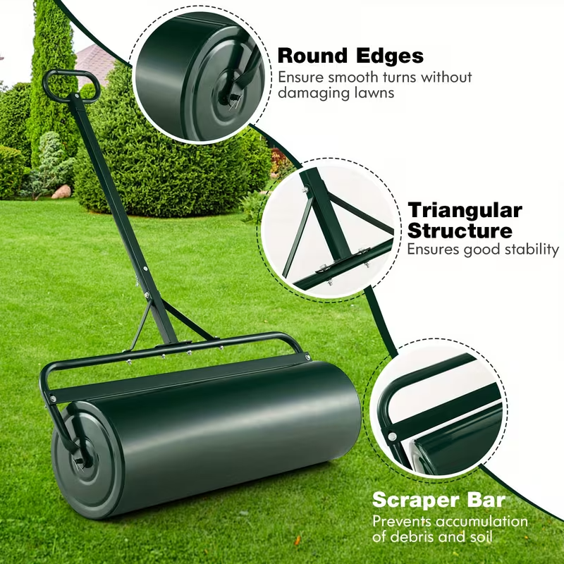 Lifezeal Lawn Roller, Push or Tow-Behind Sod Drum Roller for Tractors, Ideal for Garden, Yard, Park, and Farm Landscaping