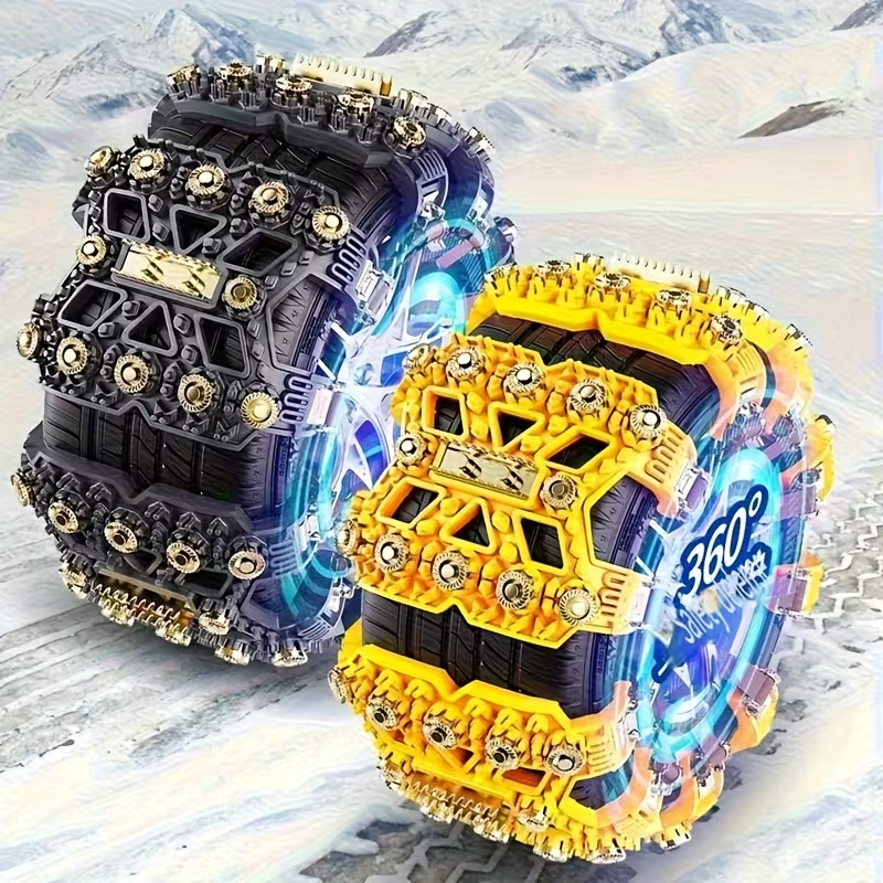 Universal 8PCS TPU Snow Chain Set – Anti-Slip Winter Tire Traction for Cars, 165–245mm Fit, Includes Storage Box & Gloves