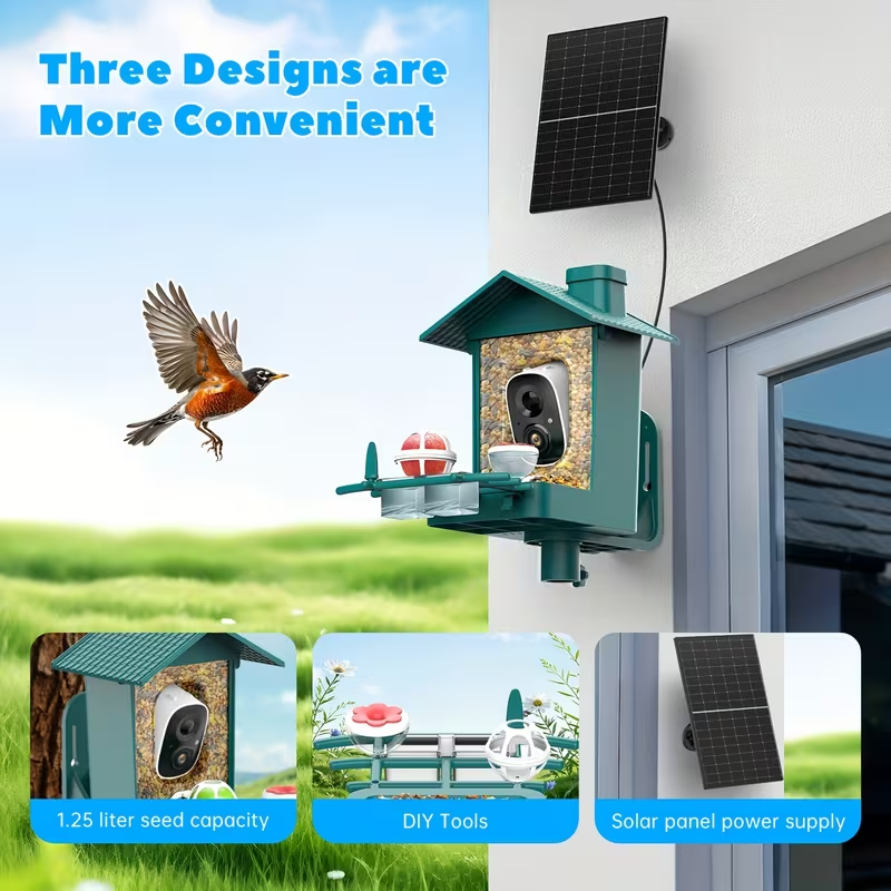 Smart Bird Feeder with 2K Camera – AI Recognition of 10,000+ Bird Species, Remote App Monitoring, IP66 Waterproof, Long Battery Life, Outdoor Bird Watching Feeder for Garden & Backyard – Perfect Gift for Bird Lovers