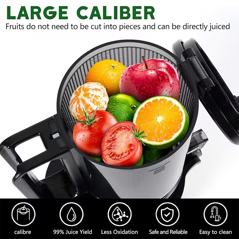 350W Cold Press Masticating Juicer with Wide Feed Chute – Slow Juicer for Whole Fruits & Vegetables, High Juice Yield, Low Oxidation, Easy-to-Clean Design, Ideal Kitchen Essential & Gift