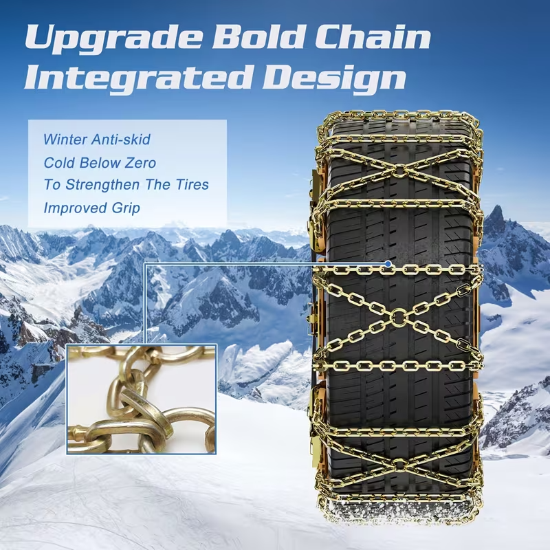 8-Pack Heavy-Duty Snow Chains for Cars, SUVs & Trucks – Quick Install, Enhanced Grip, Fits Tires 215–285 mm