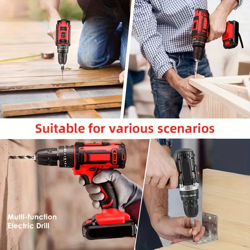 102-Piece Cordless Power Tool Kit with 2 Batteries, Electric Drill and Impact Wrench Set, Ratchet Screwdriver and Home Repair Tool Kit for Household DIY