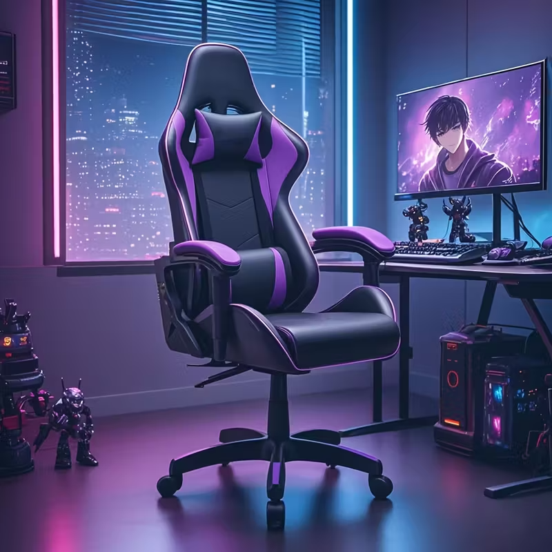 Ergonomic Gaming Chair – 155° Reclining Office Chair with Lumbar Support, Headrest, Fixed Armrests, Manual Recline Handle, Comfortable Cushioned Seat – White/Red/Black Gaming & Home Office Chair