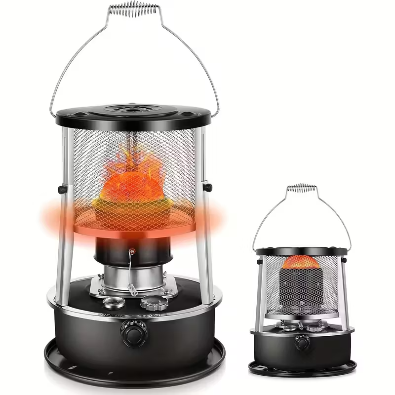 Portable 2600W Kerosene Heater and Stove, Non-Electric Indoor/Outdoor Oil Heater with Adjustable Flame, 1.19 Gallon Fuel Tank, Safety Mesh Guard and Stable Base for Camping, Garage and Emergency Use (Black)