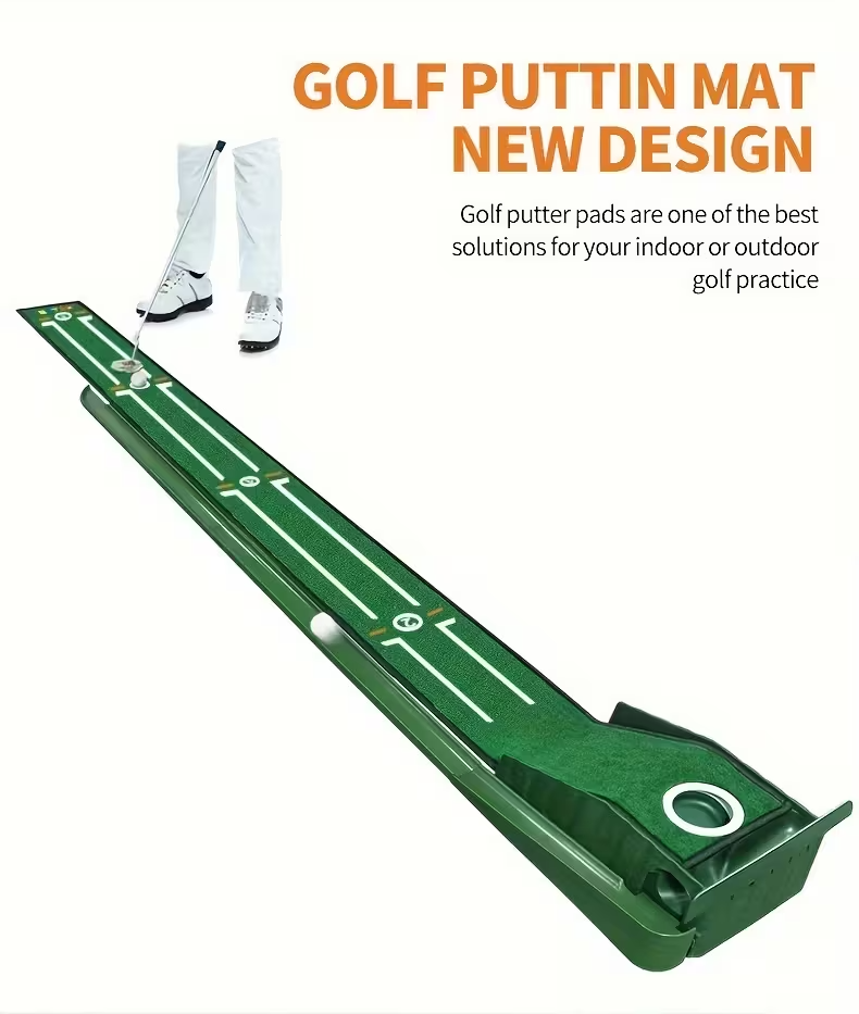 8ft Golf Putting Mat with Precision Alignment Guides – Portable Indoor/Office Putting Green, Durable ABS Base, Compact & Foldable Design, Perfect for Men’s Golf Training, Home & Office Entertainment