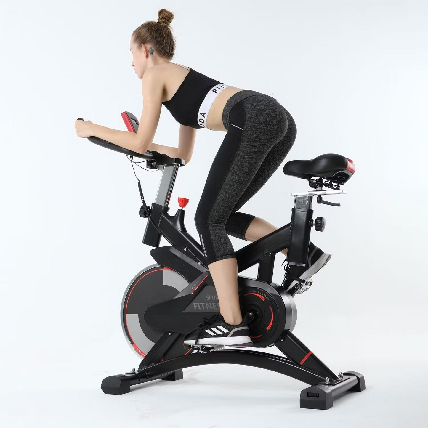 Indoor Exercise Bike for Home Gym – 6KG Flywheel Stationary Cycling Bike with Adjustable Resistance, Quiet Belt Drive, LCD Monitor & Comfortable Seat
