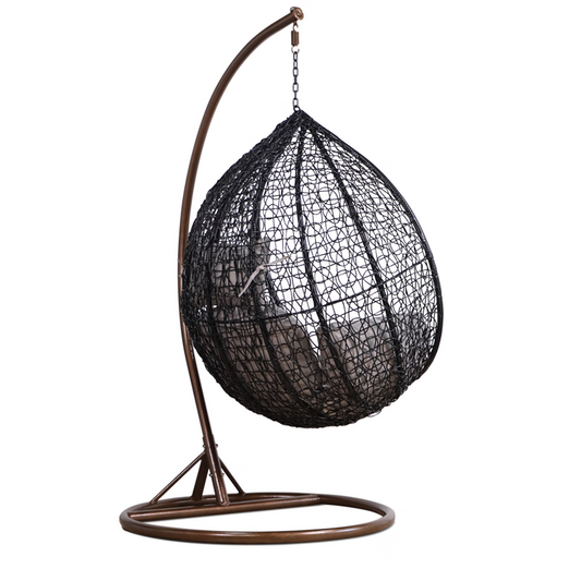 Modern Rattan Egg Shape Swing Chair | Indoor & Outdoor Hanging Patio Chair | Comfortable Lounge Seat for Balcony, Garden, Living Room
